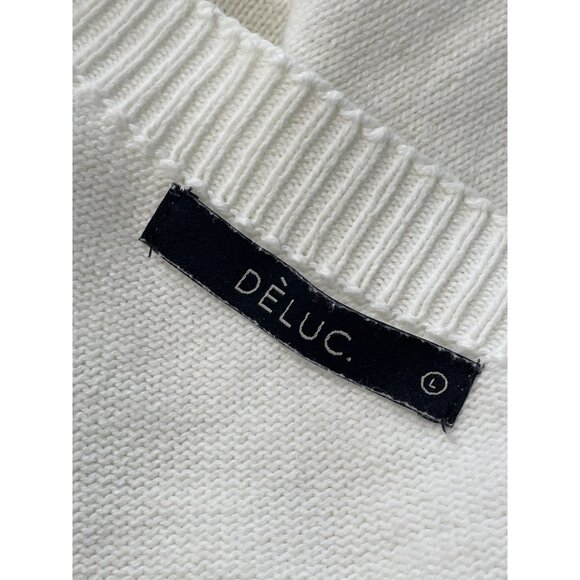 Dèluc Crop Top Size Large One Shoulder Sweater Off White Knit Minimalist Modern - Picture 6 of 7